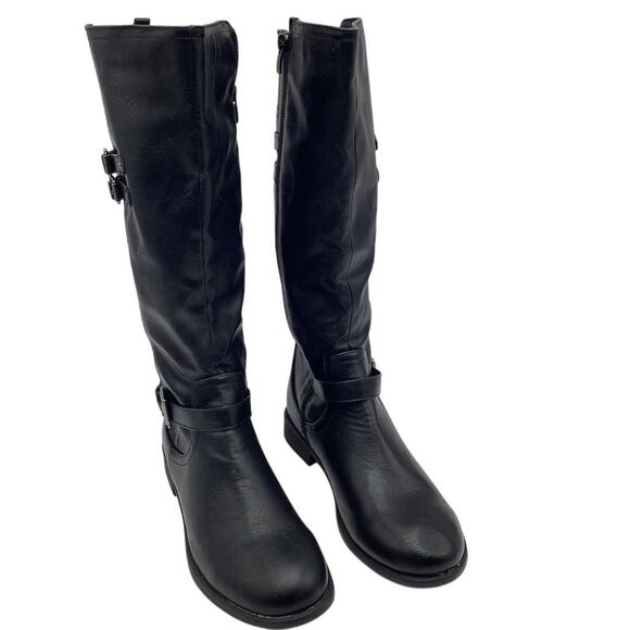 Forever Women's Black Knee-High Riding Boots Size 8 - Picture 1 of 9